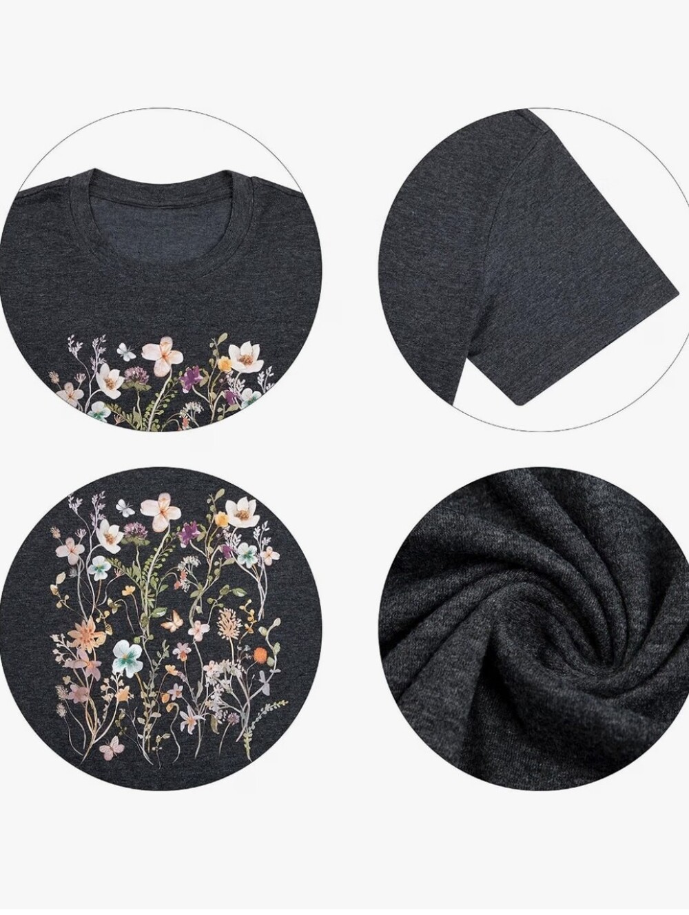 Boho Flower T Shirt Vintage Floral Graphic Shirt - Picture 4 of 5